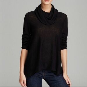Alice + Olivia Draped Cowl Neck Wool Sweater black wool cashmere one size